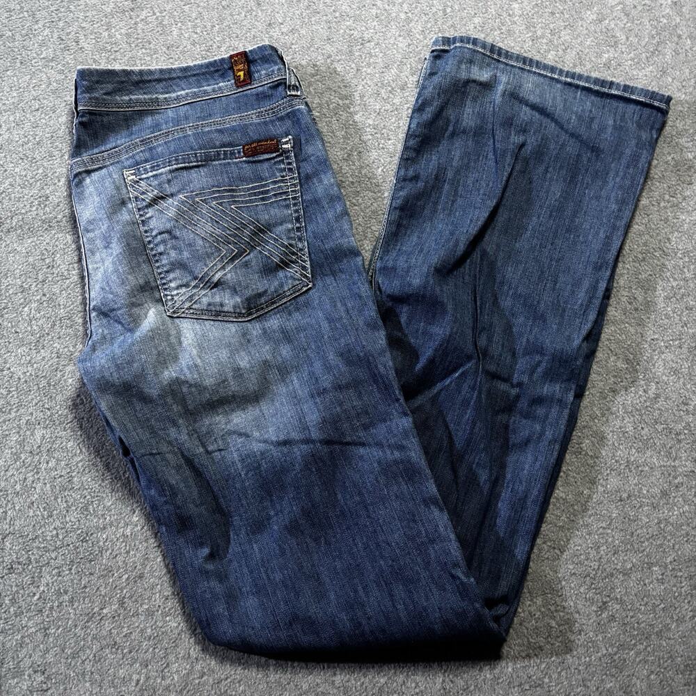 7 For All Mankind Flynt Jeans Bootcut Flare Blue Denim 33x33 Western USA Made